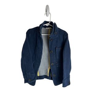 Lands' End Kids Blue Cotton Herringbone Military Style Utility Jacket 6